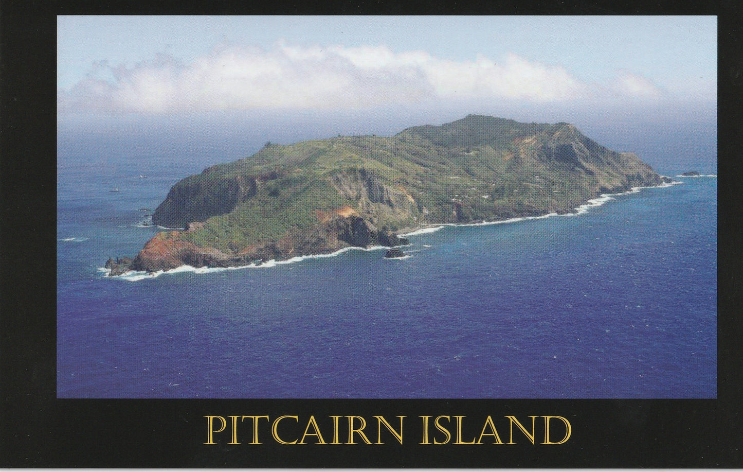 Postcard + Postage Stamp - Pitcairn Island Aerial View