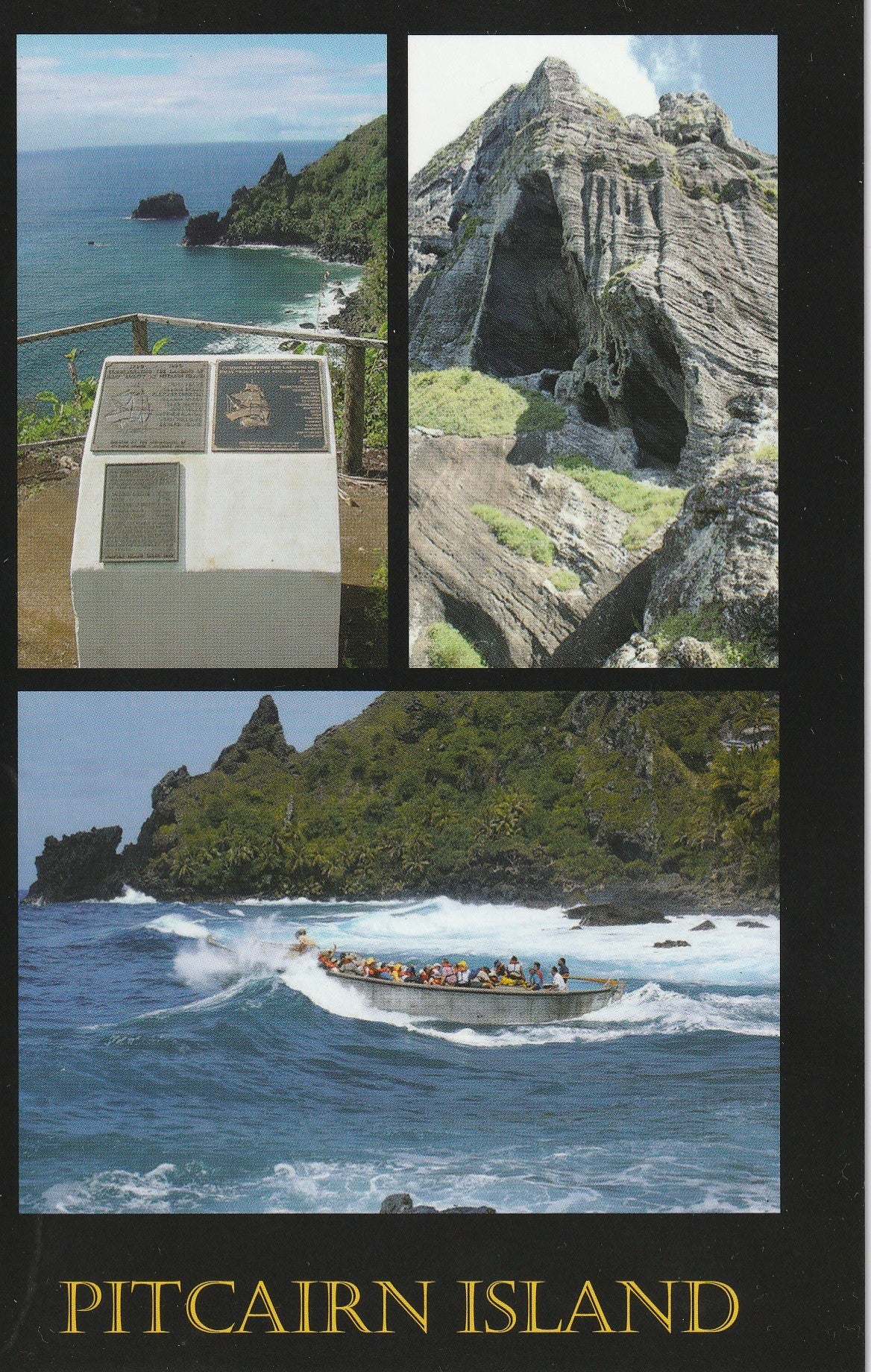 Postcard + Postage Stamp - Longboat, Christians Cave, Bicentennial Plark